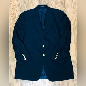 Chaps Ralph Lauren Vtg Wool Blazer 40R Navy Suit Jacket Gold Button Sport Coat